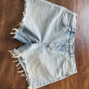 Anine Bing Light Blue Frayed Jean Shorts